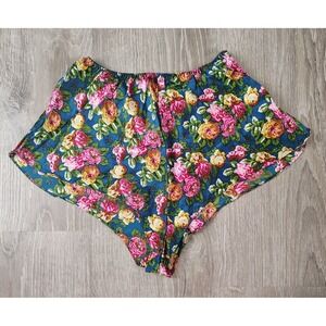 Vtg Y2K Victoria's Secret P Silk Tap Shorts Floral Lounge Sleep Shorts Booty PJs